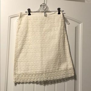 White pencil skirt with lace overlay
